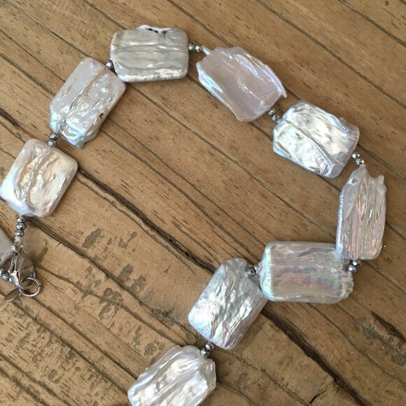 Retangular Freshwater Mabe Pearl Necklace